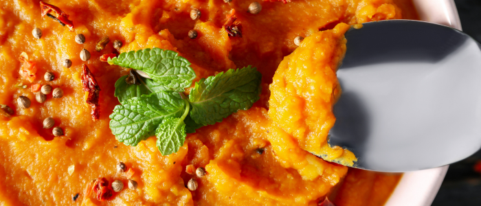 Purée de patate douce mixée