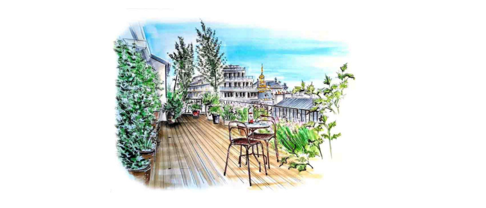 dessin terrasse parisienne